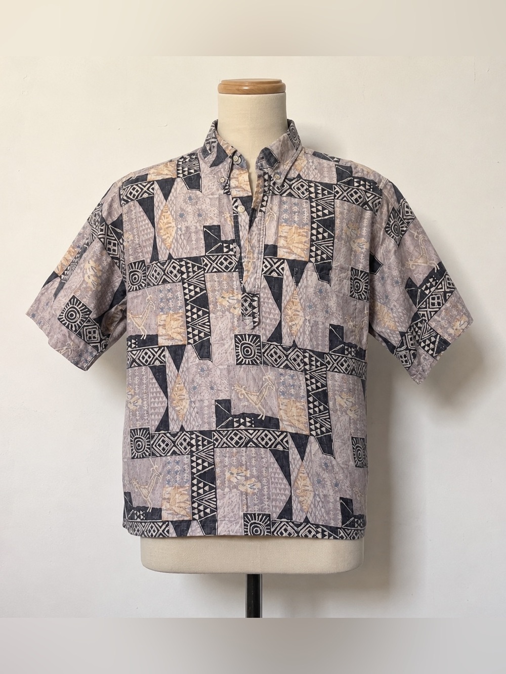 Vintage Tribal Print Aloha Shirt